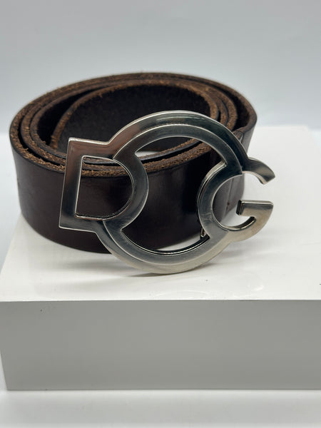 Dolce & Gabbana Brown Leather Belt with Silver DG Buckle DOLCE & GABBANA DG Logo Silver Metal Buckle Vintage Leather  main image 3