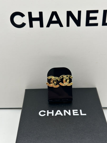 Auth Chanel Cc Logo Earrings #312853C39B Authentic Chanel Crystal CC Logo Post Earrings - Silver  main image 3