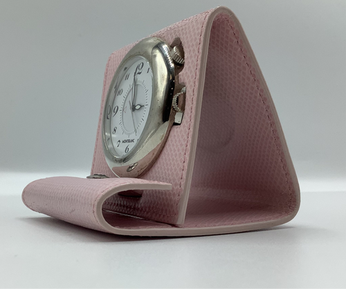 Montblanc Travel Alarm Clock in Baby Pink Leather Case