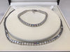 Montblanc Cube Link Silver Necklace and Bracelet with Amethyst and Blue Topaz