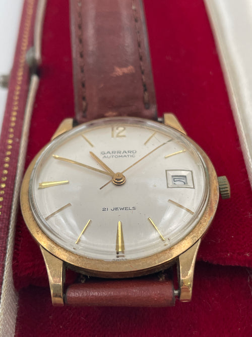Garrard 9ct Gold Automatic Watch with Date and Presentation Box