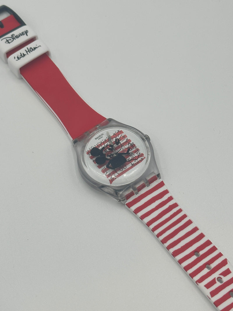 Swatch / スウォッチ | × Disney × Keith Haring ジェント GZ352 腕時計 | レッド/ホワイト | レディース GZ352 - MOUSE MARINIÈRE - Swatch® United States