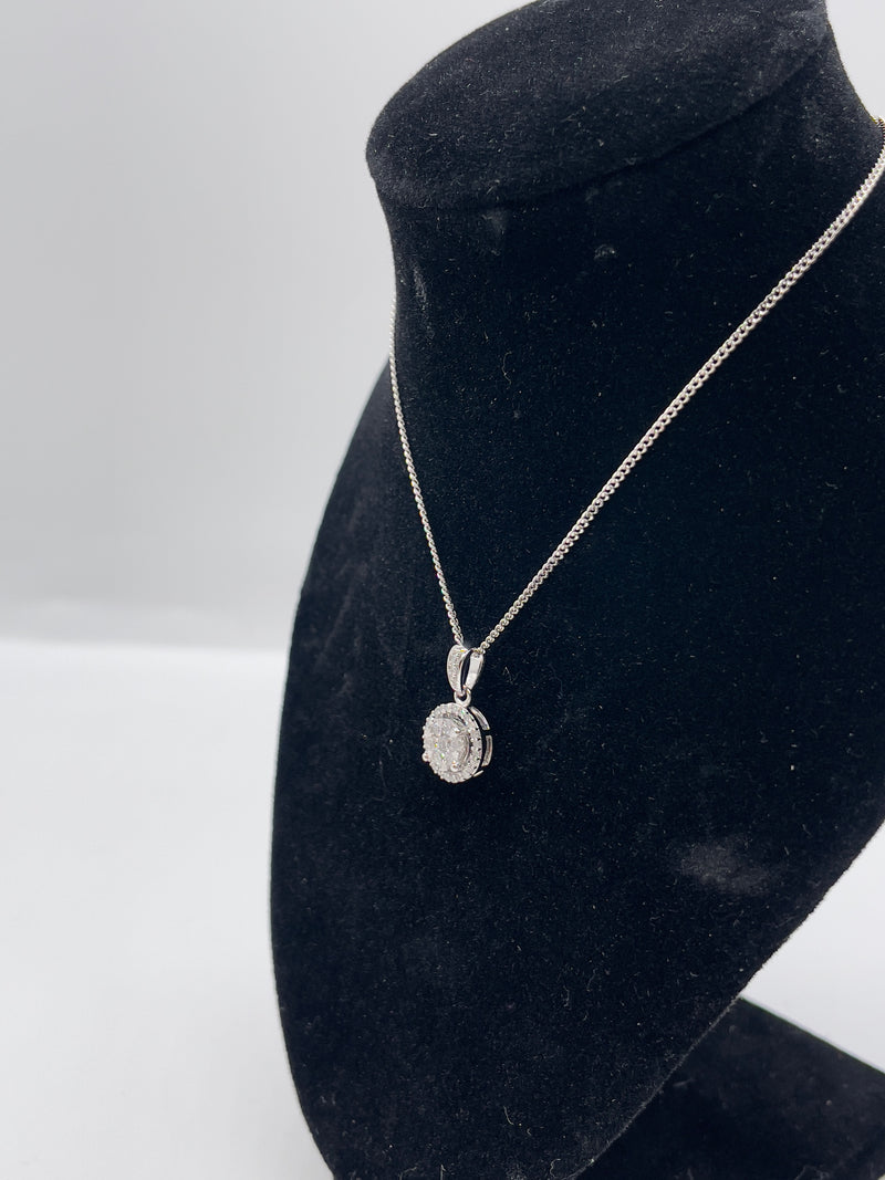 White Gold and Diamond Cluster Pendant