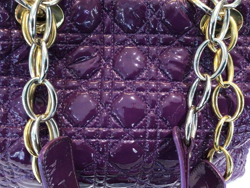 Christian Dior Large Lady Dior Bag in Purple Cannage Quilted