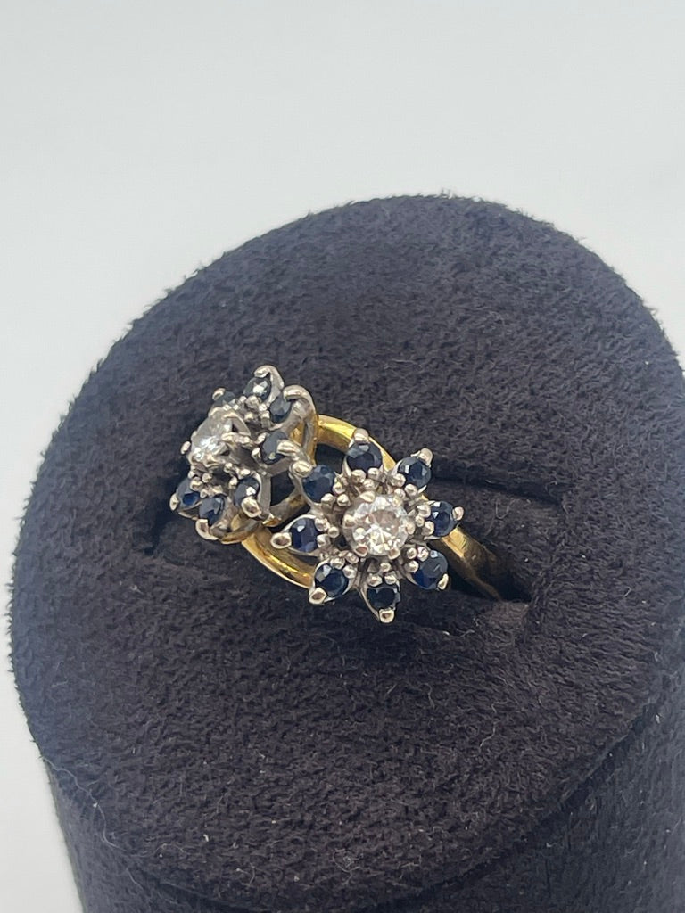 Diamond And Sapphire Flower Cluster Ring