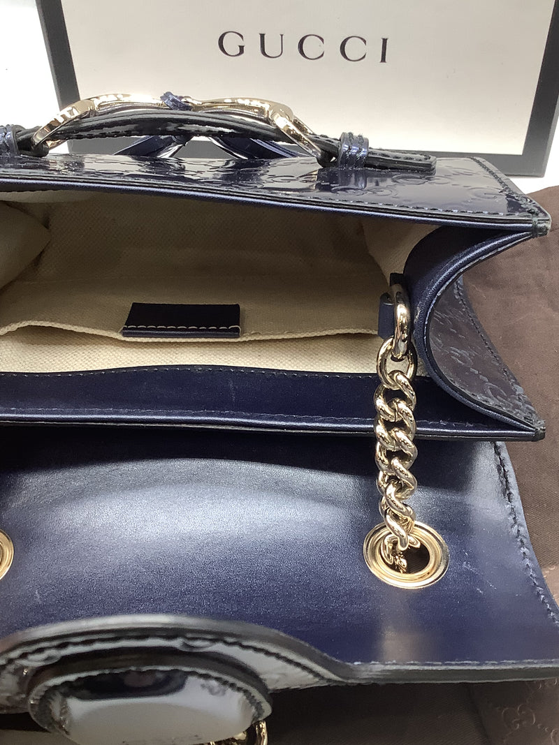 Gucci Blue Patent Leather Mini Emily Bag