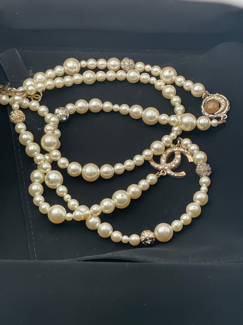 Vintage Chanel Double CC Half Moon Pendant with Cubic Zirconia and