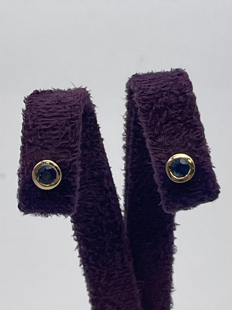 Gold and Sapphire Stud Earrings