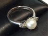 9ct White Gold Pearl and Diamond Ring