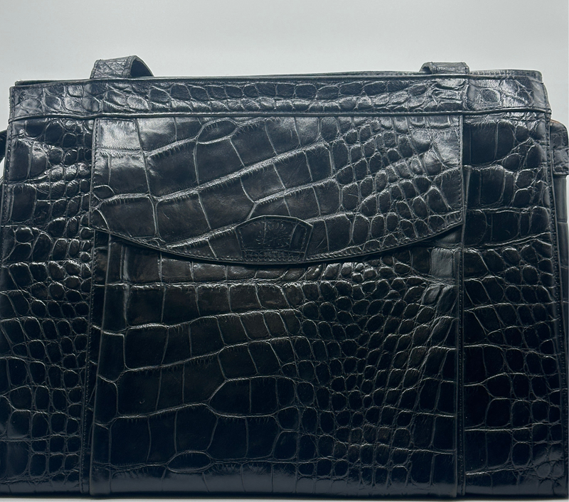 Vintage Black Croc-Embossed Mulberry Handbag – Elite HNW - High