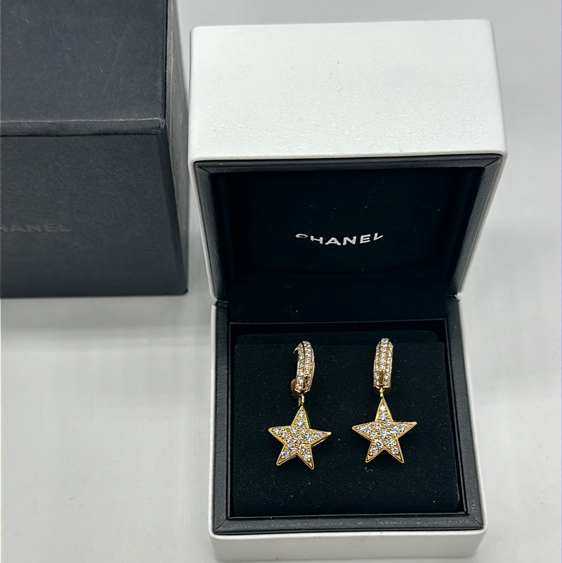 Chanel White Gold and Diamond Earrings