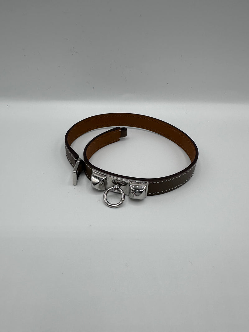 Hermes Grey Leather Bracelet