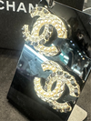 Chanel CC Logo Crystal & Pearl Gold Plated Earrings