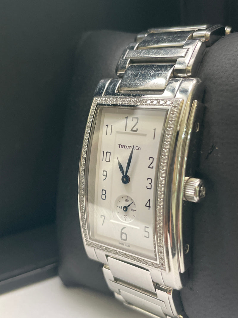 Tiffany & Co Grand Resonator Diamonds, White Dial, Steel Bracelet