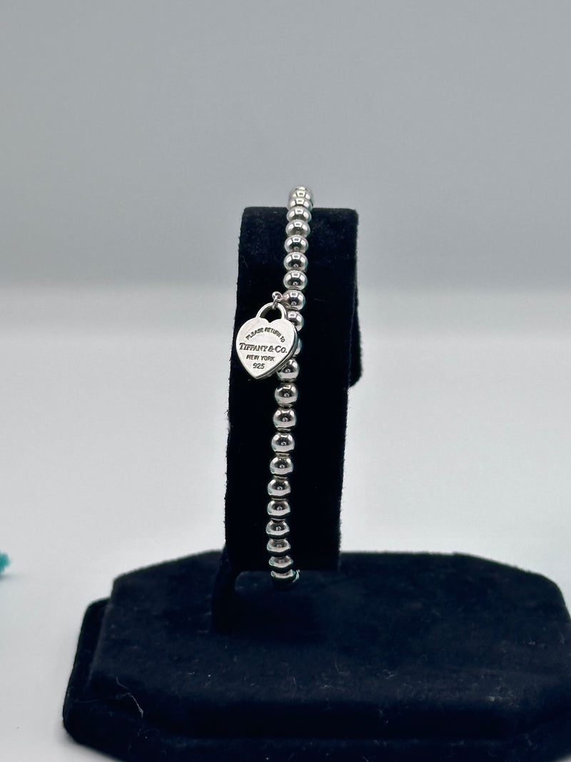 Tiffany & Co. Silver Ball Bracelet With Heart Charm