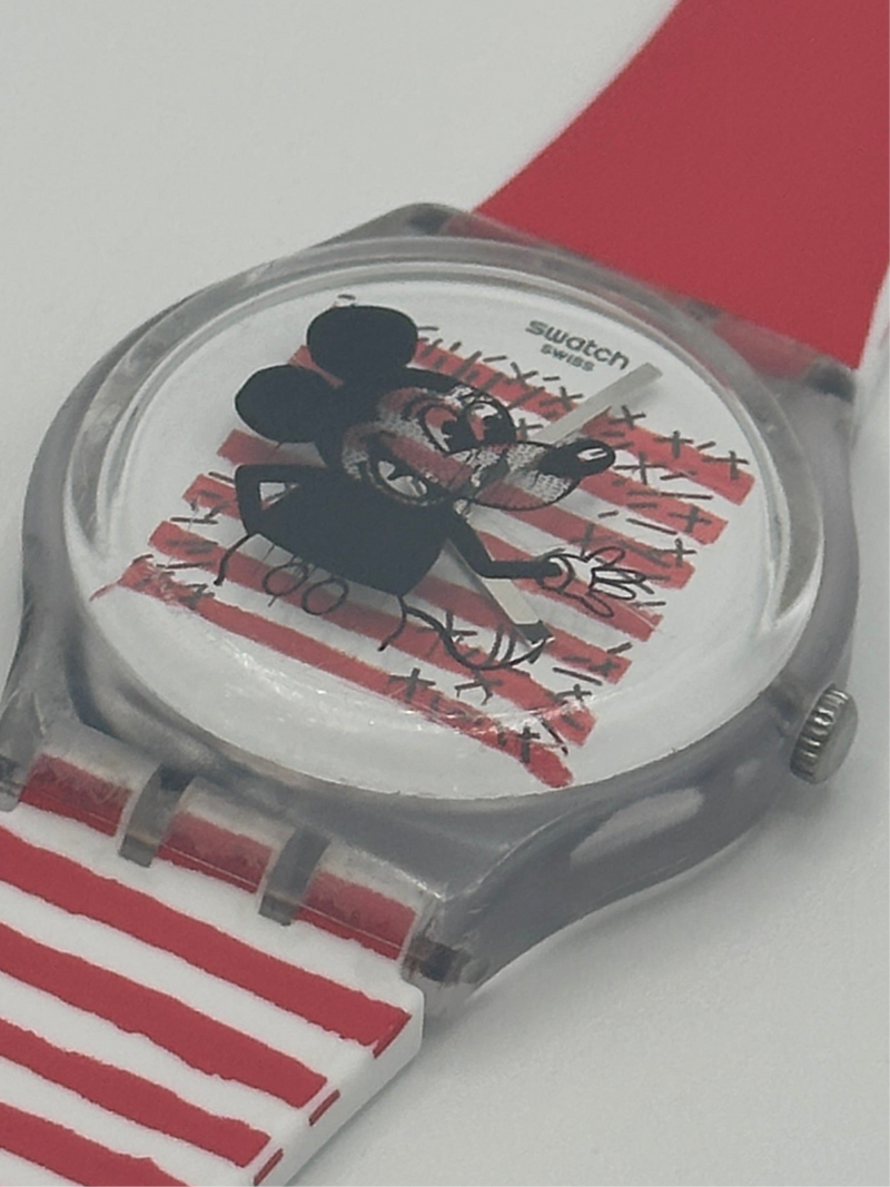 Swatch / スウォッチ | × Disney × Keith Haring ジェント GZ352 腕時計 | レッド/ホワイト | レディース GZ352 - MOUSE MARINIÈRE - Swatch® United States