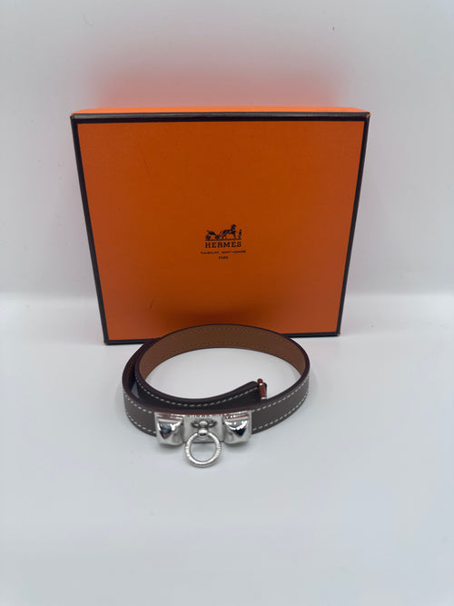 Hermes Grey Leather Bracelet