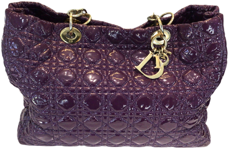 Christian Dior パープル キルティング レザーハンドバッグ Christian Dior Large Lady Dior Bag in Purple Cannage Quilted