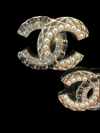 Chanel CC Logo Crystal & Pearl Gold Plated Earrings