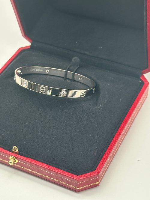 Cartier Love Bangle With 4 Diamonds In 18ct White Gold