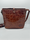 Vintage Mulberry Brown Croc-Embossed Crossbody