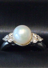 9ct White Gold Pearl and Diamond Ring