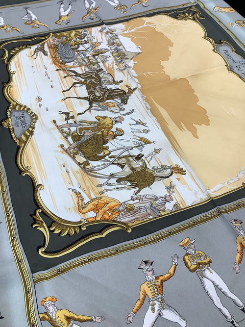 Hermès “Les Plaisirs du Froid” silk square scarf