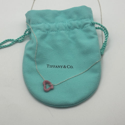 Tiffany & Co. Elsa Peretti Rhodonite Open Heart Pendant Necklace