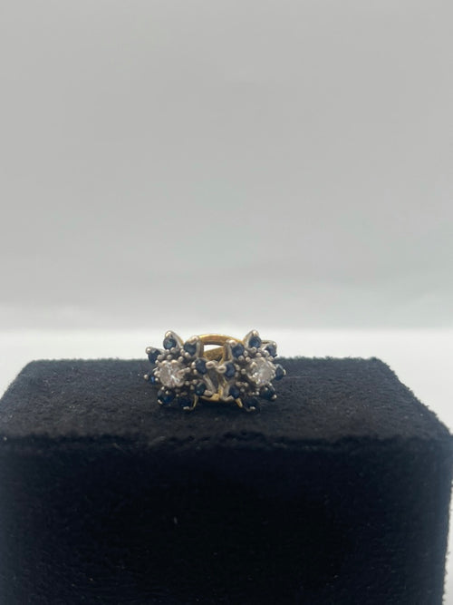 Diamond And Sapphire Flower Cluster Ring