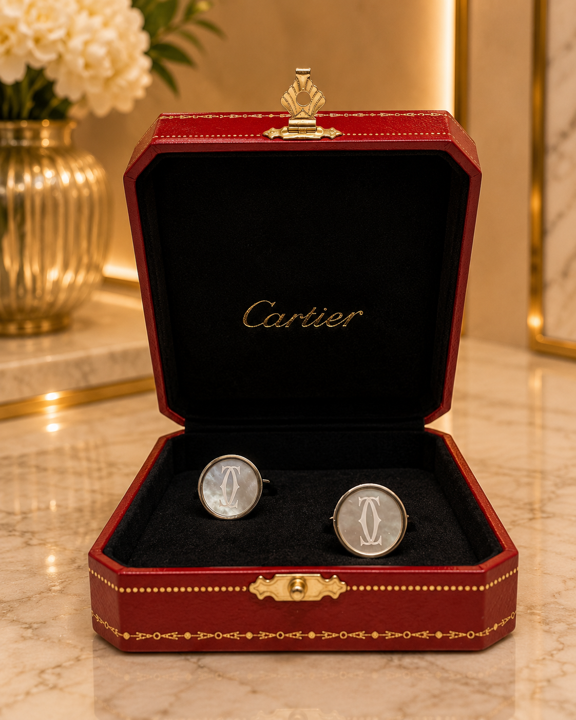 Cartier Sterling Silver and Mother of Pearl Cufflinks – Elite HNW