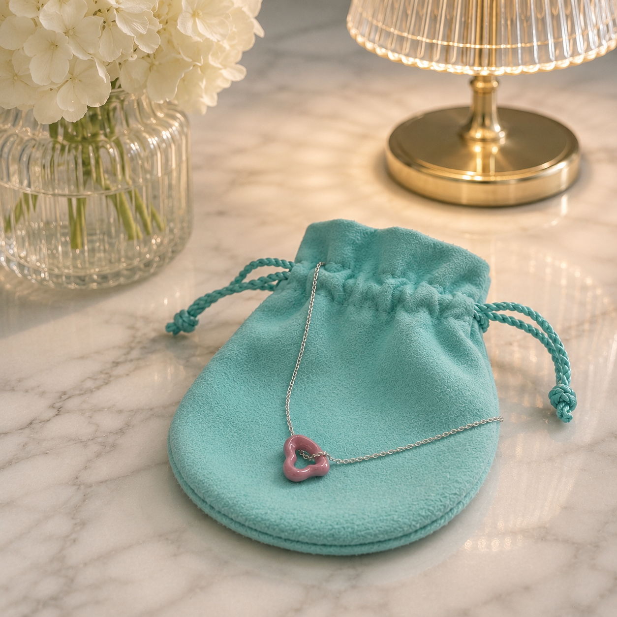 Tiffany & Co. Elsa Peretti Rhodonite Open Heart Pendant Necklace