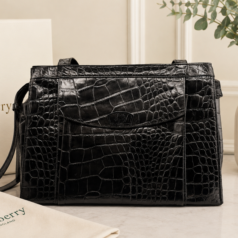 Vintage Black Croc-Embossed Mulberry Handbag – Elite HNW - High