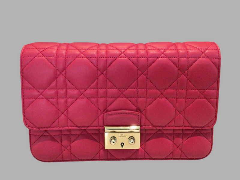 Christian Dior Fuchsia Cannage Quilted Lambskin Leather Miss Dior