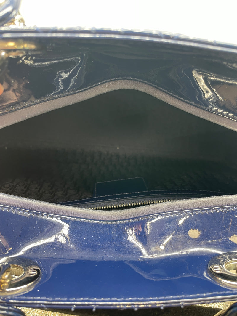 Lady Dior Large Navy Blue Handbag