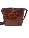 Vintage Mulberry Brown Croc-Embossed Crossbody