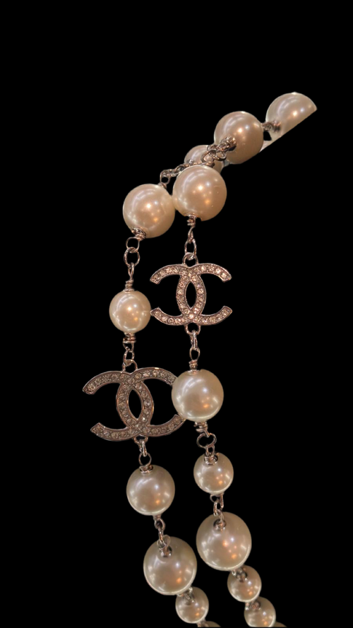 Chanel Re-Worked Pearl And Silver Plated Long Necklace