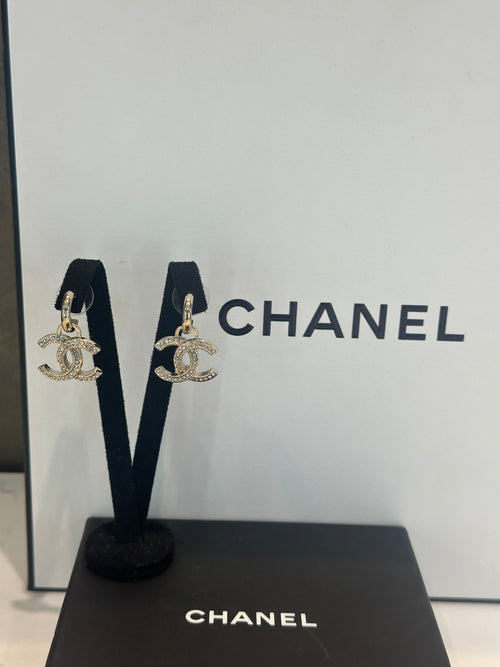 Re-Worked Chanel Half Hoops With CC Logo Gold Plated