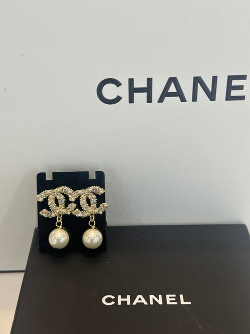 Chanel Re-Worked Gold Plated Pearl Drop Earrings