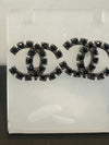 Re-Worked Chanel Black CZ Earrings CC Logo