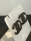 Re-Worked Chanel Black CZ Earrings CC Logo