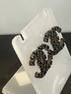 Re-Worked Chanel Black CZ Earrings CC Logo