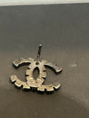 Re-Worked Chanel Black CZ Earrings CC Logo