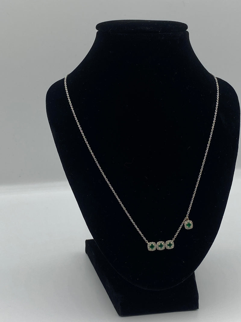 18ct White Gold Diamond and Emerald Anoushka Necklace