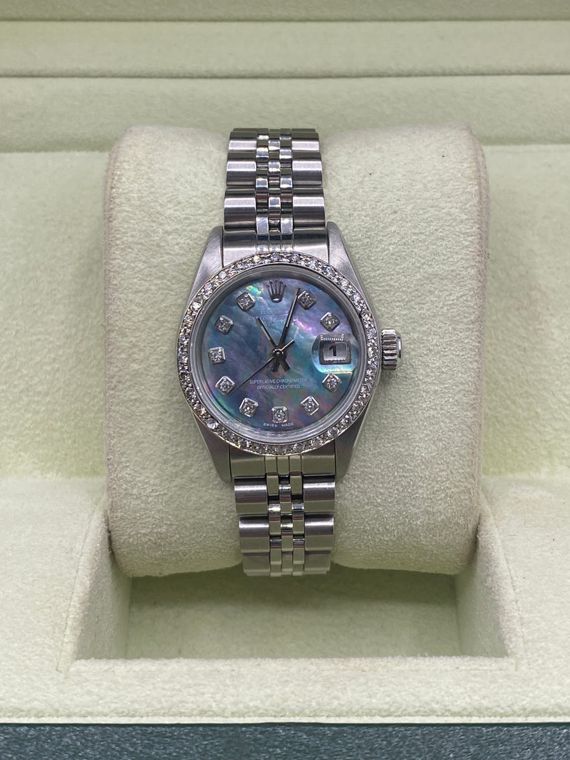 Rolex Datejust 26mm Stainless Steel Blue mother of Pearl Afterset Diamonds