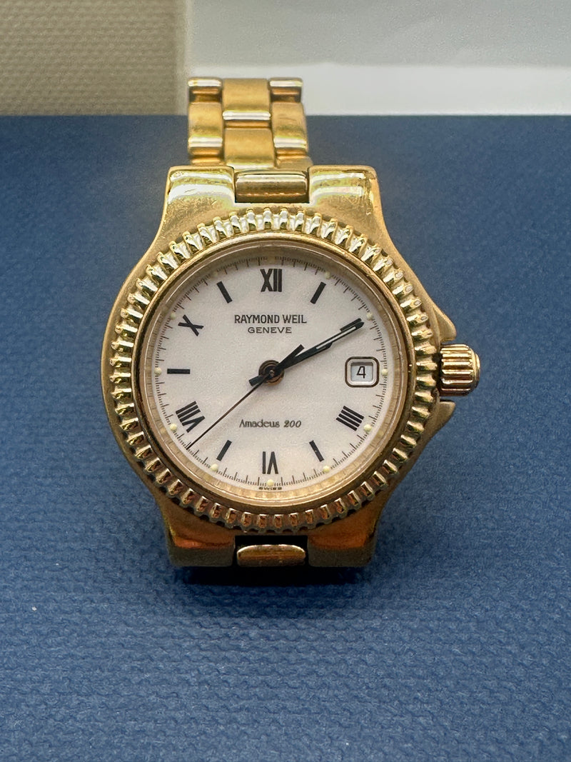 Montre Bracelet Raymond Weil Amadeus 200 - Quartz - Cadran Blanc, Boîtier Or Jaune - Occasion