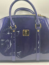 MCM Patent Blue Monogram Top Handle Bag
