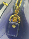 MCM Patent Blue Monogram Top Handle Bag