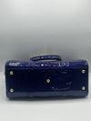 MCM Patent Blue Monogram Top Handle Bag