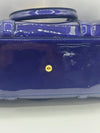 MCM Patent Blue Monogram Top Handle Bag
