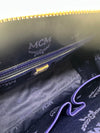 MCM Patent Blue Monogram Top Handle Bag